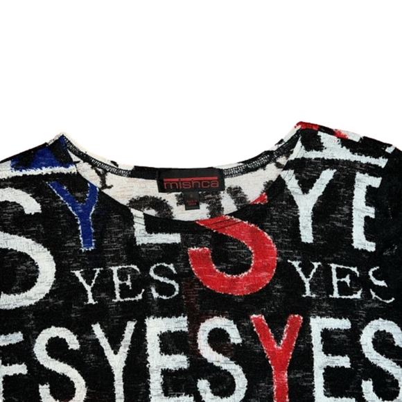 size s mishca “yes” long sleeve tee with lace sleeves - Picture 3 of 3
